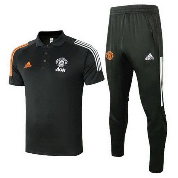 Polo Conjunto Completo Manchester United 2020-2021 Negro